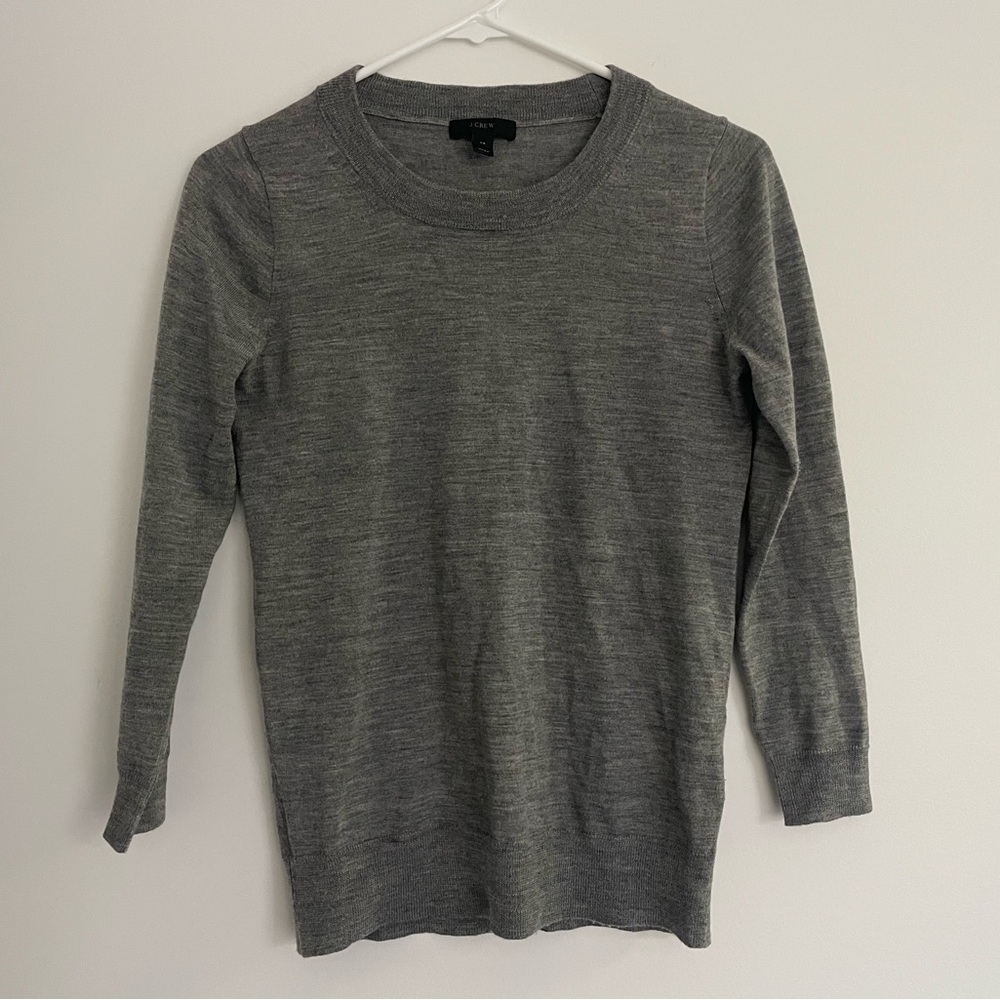 J.Crew Tippi Heather Gray Crewneck 109% Merino Wool Sweater